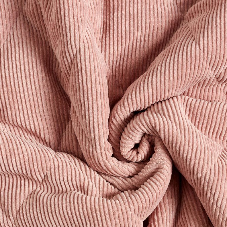 tessuto trapuntato Velluto a coste con rombi sul retro in pelliccia – rosa anticato, image number 4
