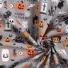 tessuto in cotone popeline Happy Halloween – grigio elefante/arancio chiaro,  thumbnail number 3