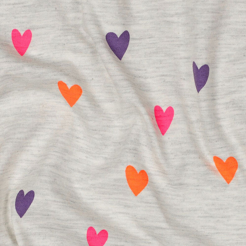 jersey di cotone Cuori al neon | by Poppy – naturale/arancio neon,  image number 2