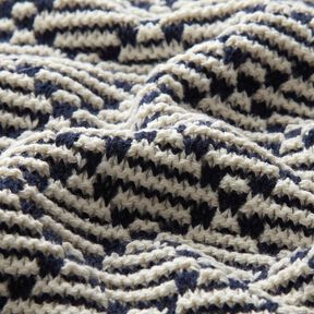 Cotone lavorato a maglia grossa con rombi – bianco/blu marino, 
