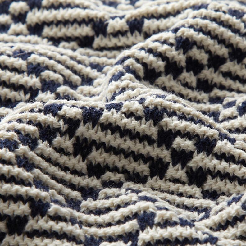Cotone lavorato a maglia grossa con rombi – bianco/blu marino,  image number 2