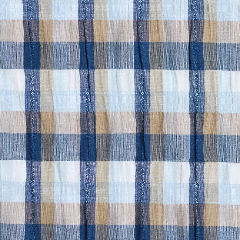 Misto cotone stropicciato a quadri colorati – blu,  image number 1