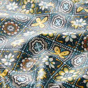 cotone rivestito Piastrelle artistiche – petrolio/giallo, 