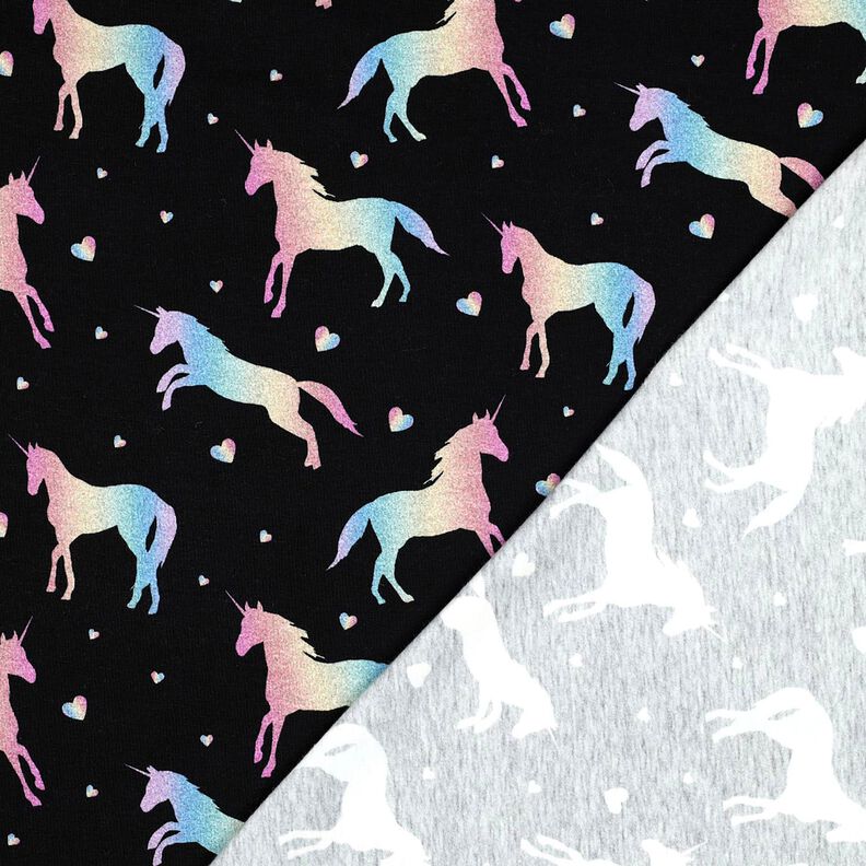 jersey di cotone Unicorni arcobaleno stampa digitale | Poppy Fabrics – nero, image number 4