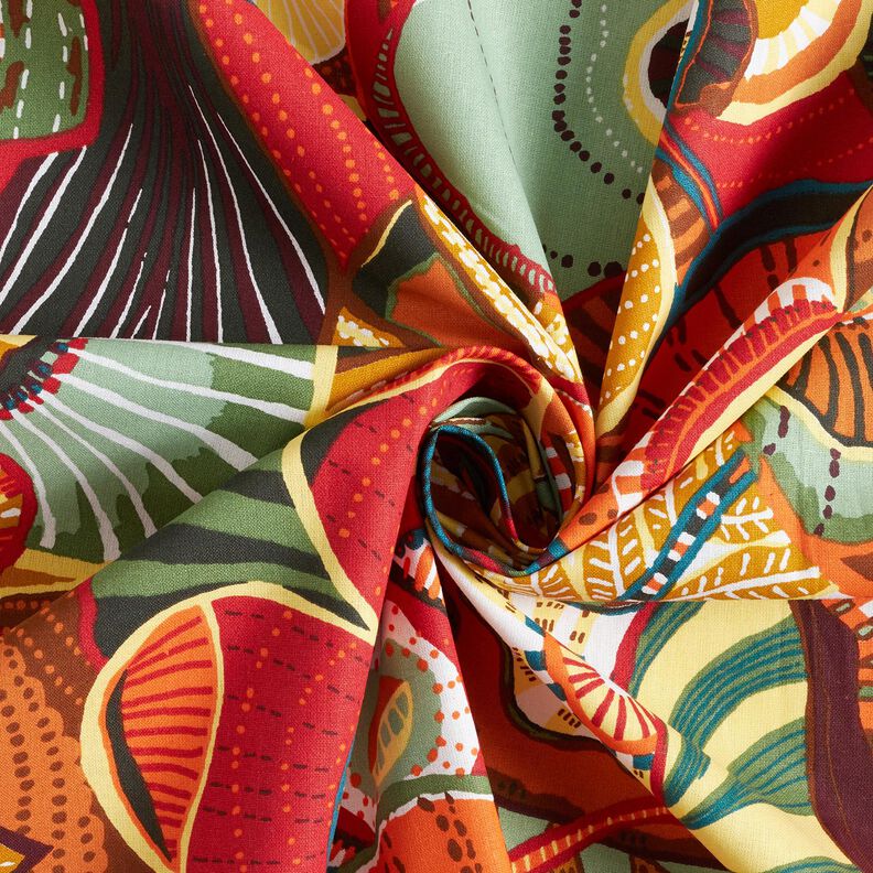 tessuto in cotone cretonne Fiori folcloristici – rosso carminio/petrolio,  image number 3