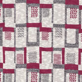 Tessuto in maglia con motivo grafico glitterato &ndash; bacca/bianco | Resto 100cm, 