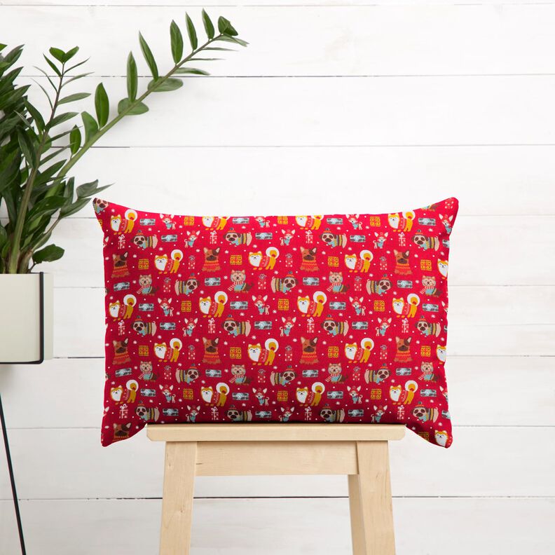tessuto in cotone cretonne Cani a Natale – rosso,  image number 7