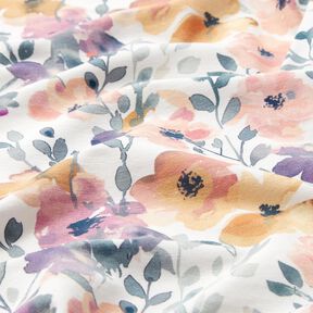 GOTS jersey di cotone prato di fiori acquerello stampa digitale – avorio, 