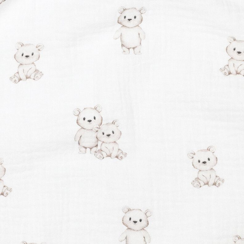 GOTS mussolina / tessuto doppio increspato Simpatici orsetti stampa digitale | Poppy Fabrics –,  image number 2