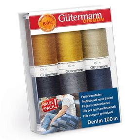 set filo da cucito Denim [ 100m | 6 pezzo/i ] | Gütermann creativ – mix di colori, 