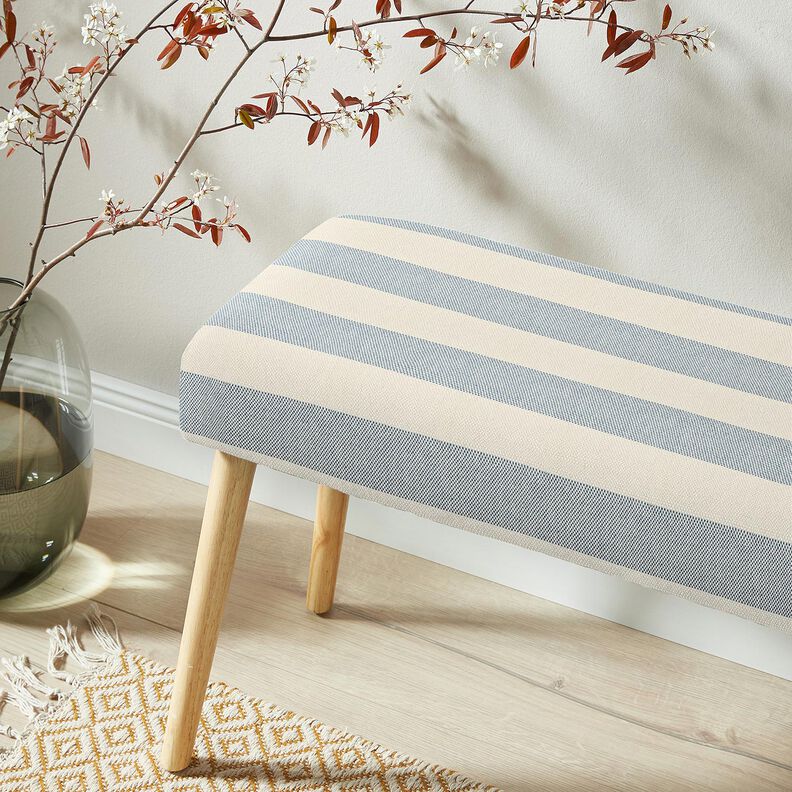 tessuto arredo panama righe ampie &ndash; grigio blu/beige chiaro,  image number 5