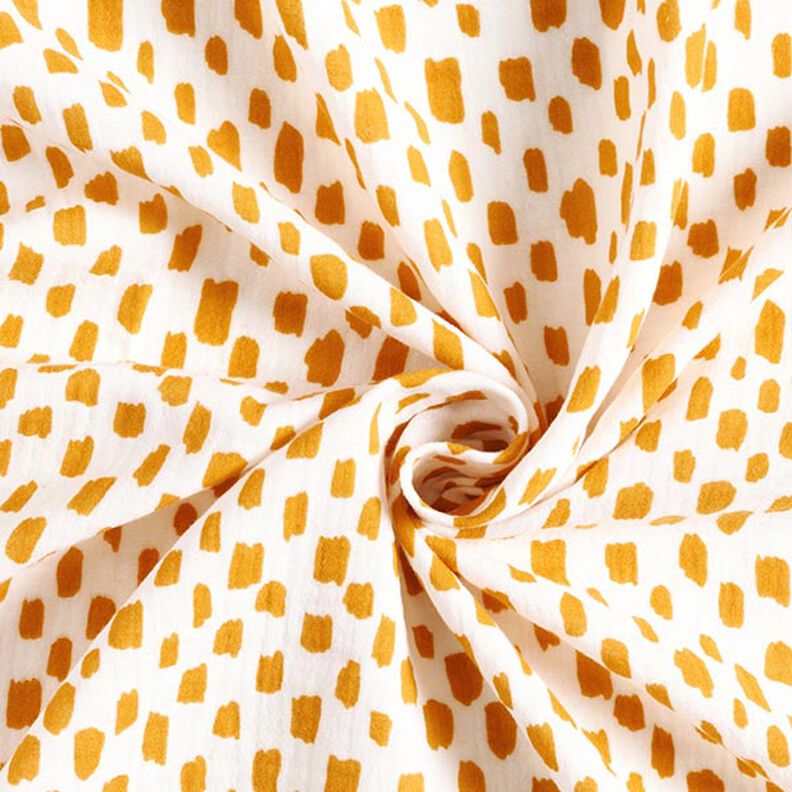 mussolina / tessuto doppio increspato Chiazze di quadri – bianco/giallo curry,  image number 3