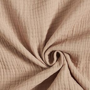 GOTS Mussola di cotone a tre strati – beige scuro, 