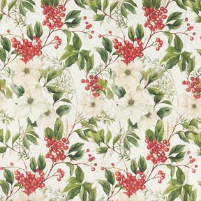 tessuto arredo Jacquard lurex arbusto invernale con bacche – naturale/oro, 