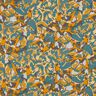Tessuto di viscosa mare astratto di fiori – abete blu/giallo curry,  thumbnail number 1