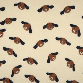 tessuto peluche teste di cane | Poppy Fabrics – beige chiaro/marrone nerastro, 