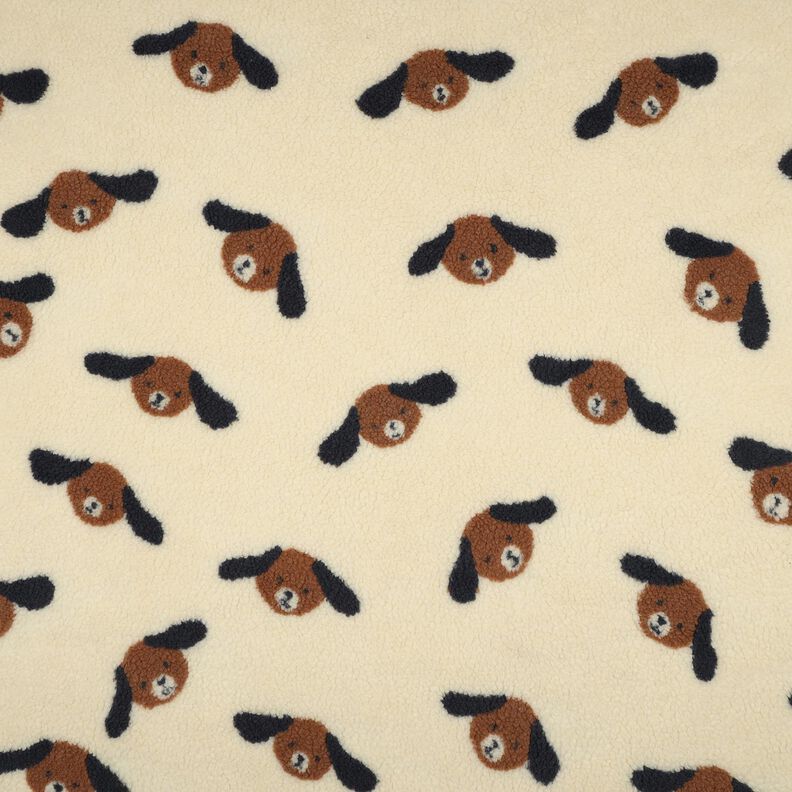 tessuto peluche teste di cane | Poppy Fabrics – beige chiaro/marrone nerastro, image number 1