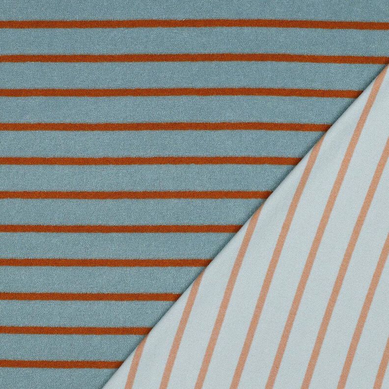 Maglia in spugna righe | Poppy Fabrics – blu colomba/rame,  image number 4
