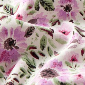 Mare di fiori in popeline di cotone – violetto pastello/bianco, 
