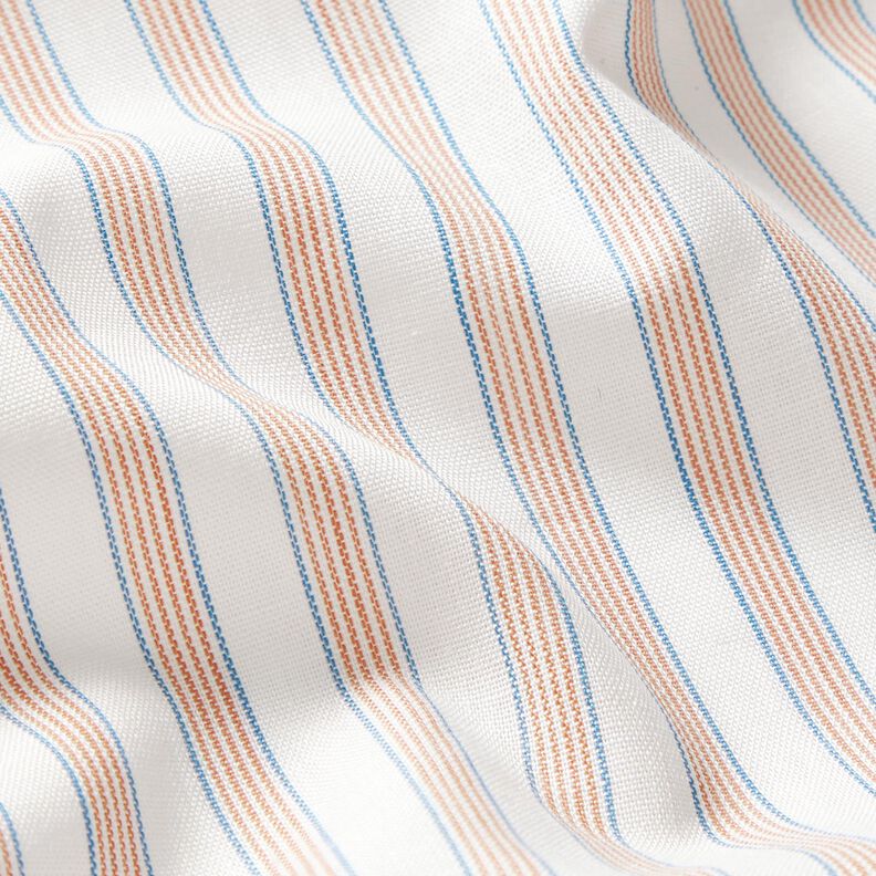 Tessuto di cotone a righe bicolori – bianco lana/albicocca,  image number 2
