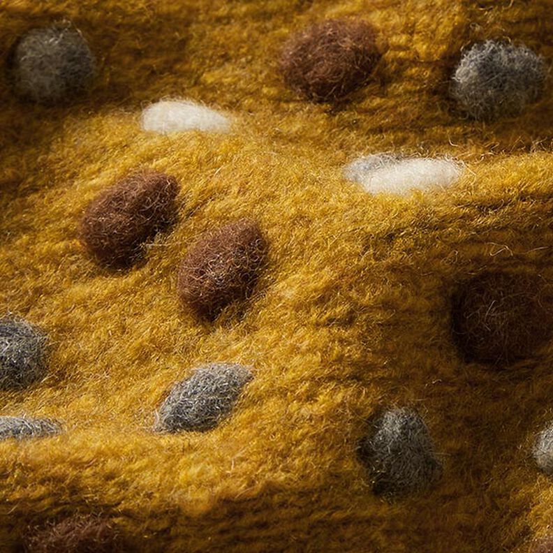tessuto in maglia di lana, pallini colorati – giallo curry,  image number 2