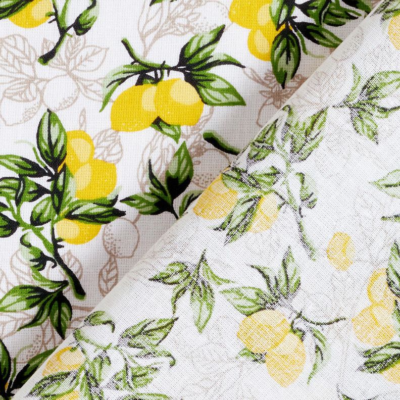 tessuto in cotone cretonne Rami di limone – bianco/giallo limone,  image number 4