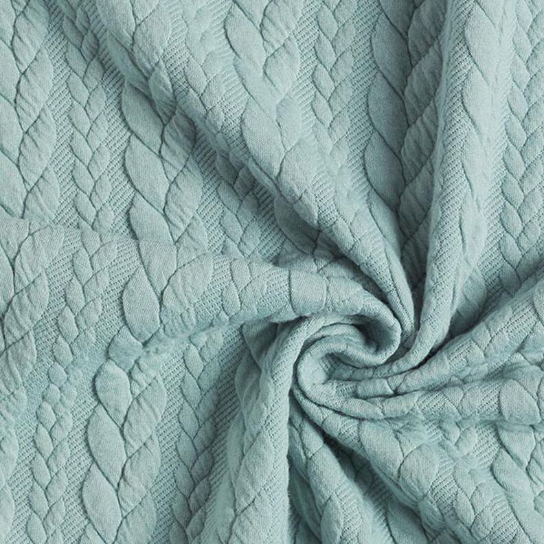 Jersey jacquard, cloqué, motivi a treccia – menta,  image number 3