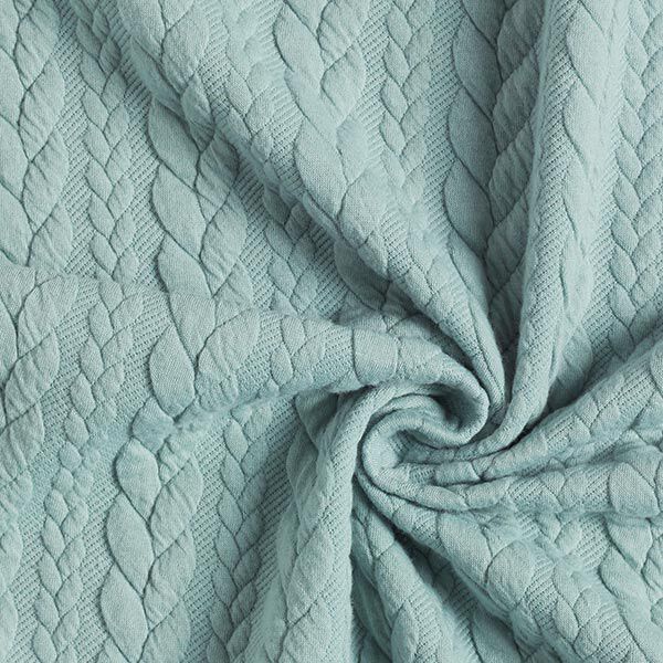 Jersey jacquard, cloqué, motivi a treccia – menta,  image number 3