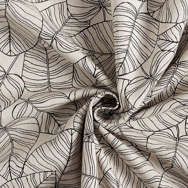 tessuto arredo mezzo panama foglie fini – naturale/nero,  image number 4