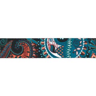 nastro  con motivo floreale [ Larghezza: 40 mm ] – blu turchese/blu marino, 