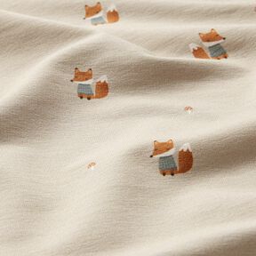GOTS French terry, felpa estiva Volpe con maglione stampa digitale – mandorla, 