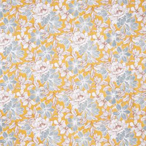 tessuto in cotone cretonne Grandi fiori – senape/grigio, 