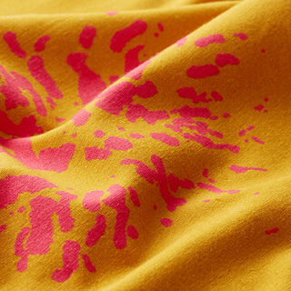 GOTS jersey di cotone fiore di sambuco | Tula – giallo curry/rosa fucsia acceso, 