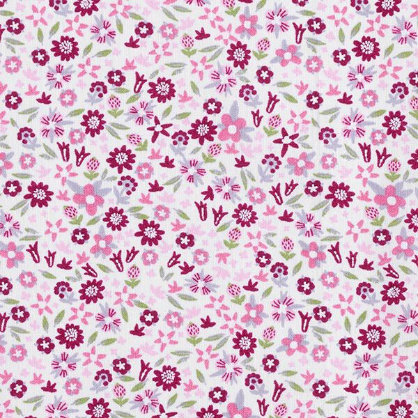 popeline di cotone prato di fiori delicati – bianco lana/porpora, image number 1