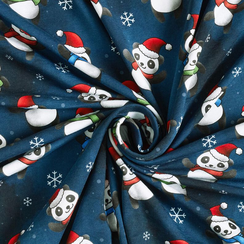 jersey di cotone Panda in spirito natalizio | Glitzerpüppi – blu notte/peperoncino, image number 3