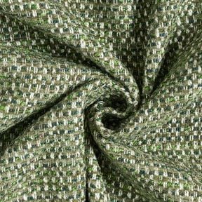 tessuto da tappezzeria Aspetto bouclé colorato – pino scuro/crema, 