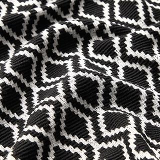 Tessuto jacquard in maglia a rombi – nero/bianco, 