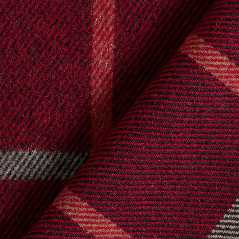 Tessuto per cappotti, quadri grandi – rosso Bordeaux/nero, image number 4