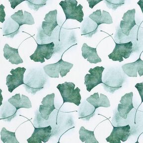 GOTS jersey di cotone Stampa digitale Ginko – bianco/eucalipto, 