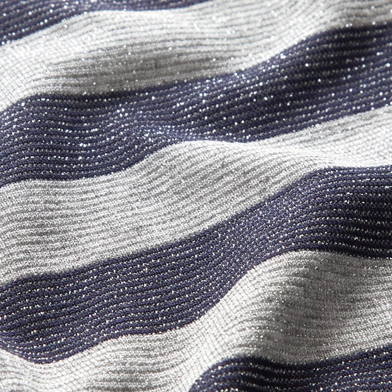 Jersey glitterato a righe trasversali – grigio chiaro/blu marino,  image number 3