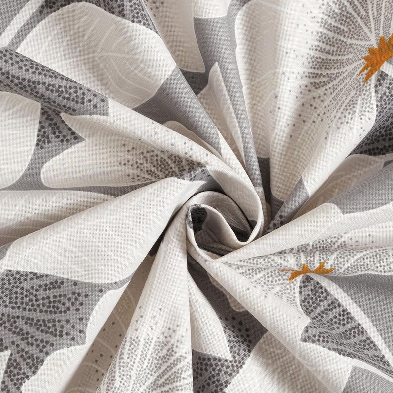 tessuto arredo mezzo panama Grandi fiori 280 cm – grigio,  image number 3