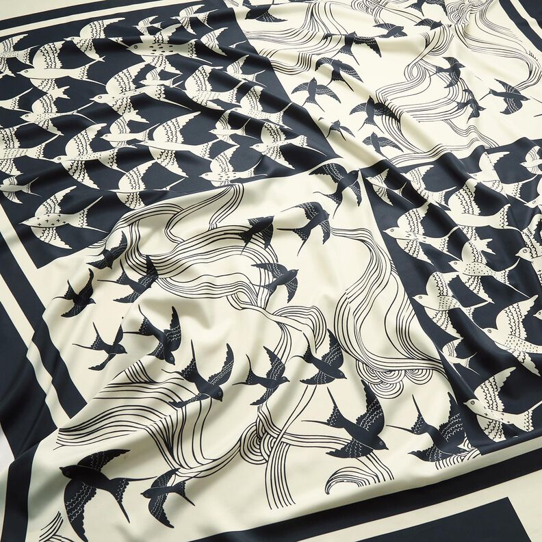 Taglio di tessuto in satin con rondini | Katia Fabrics – antracite/crema,  image number 2