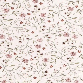 jersey di cotone Tralci di fiori – bianco lana, 