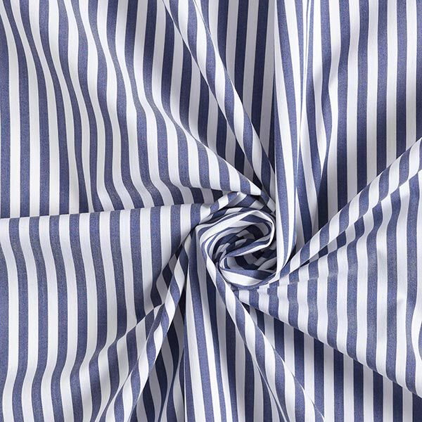 tessuto per camicette, strisce verticali – bianco/blu marino,  image number 4