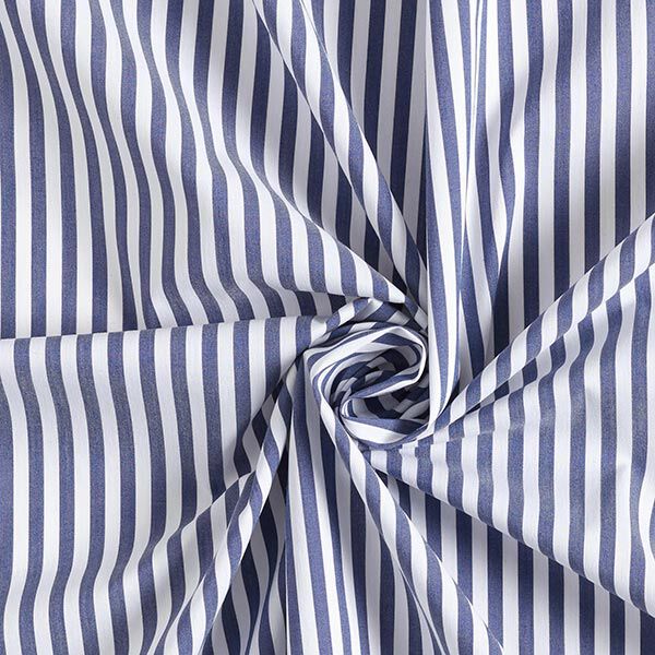 tessuto per camicette, strisce verticali – bianco/blu marino, image number 4