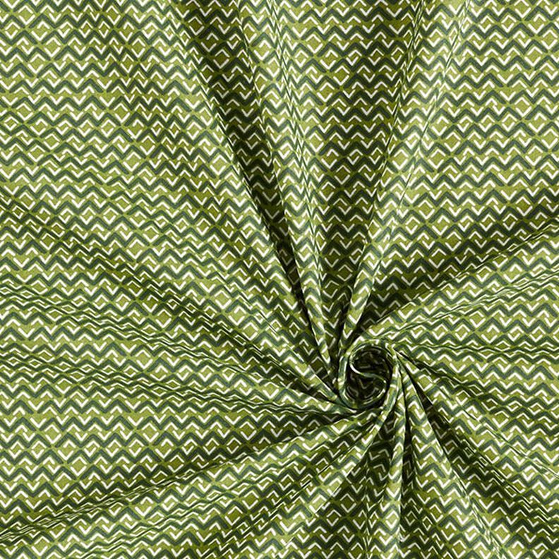 tessuto in cotone cretonne motivo zigzag etnico – verde,  image number 3