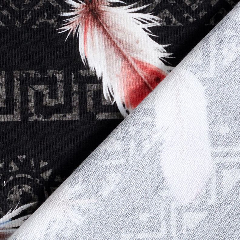 French terry Piume boho | Glitzerpüppi  – nero/aragosta,  image number 4