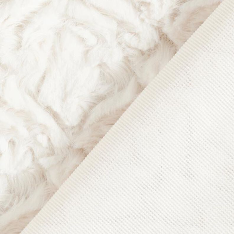 Fantasia a rombi in pelliccia sintetica – bianco lana,  image number 4