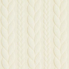 Jersey jacquard, cloqué, motivi a treccia – bianco, 