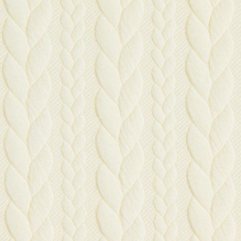 Jersey jacquard, cloqué, motivi a treccia – bianco,  image number 1